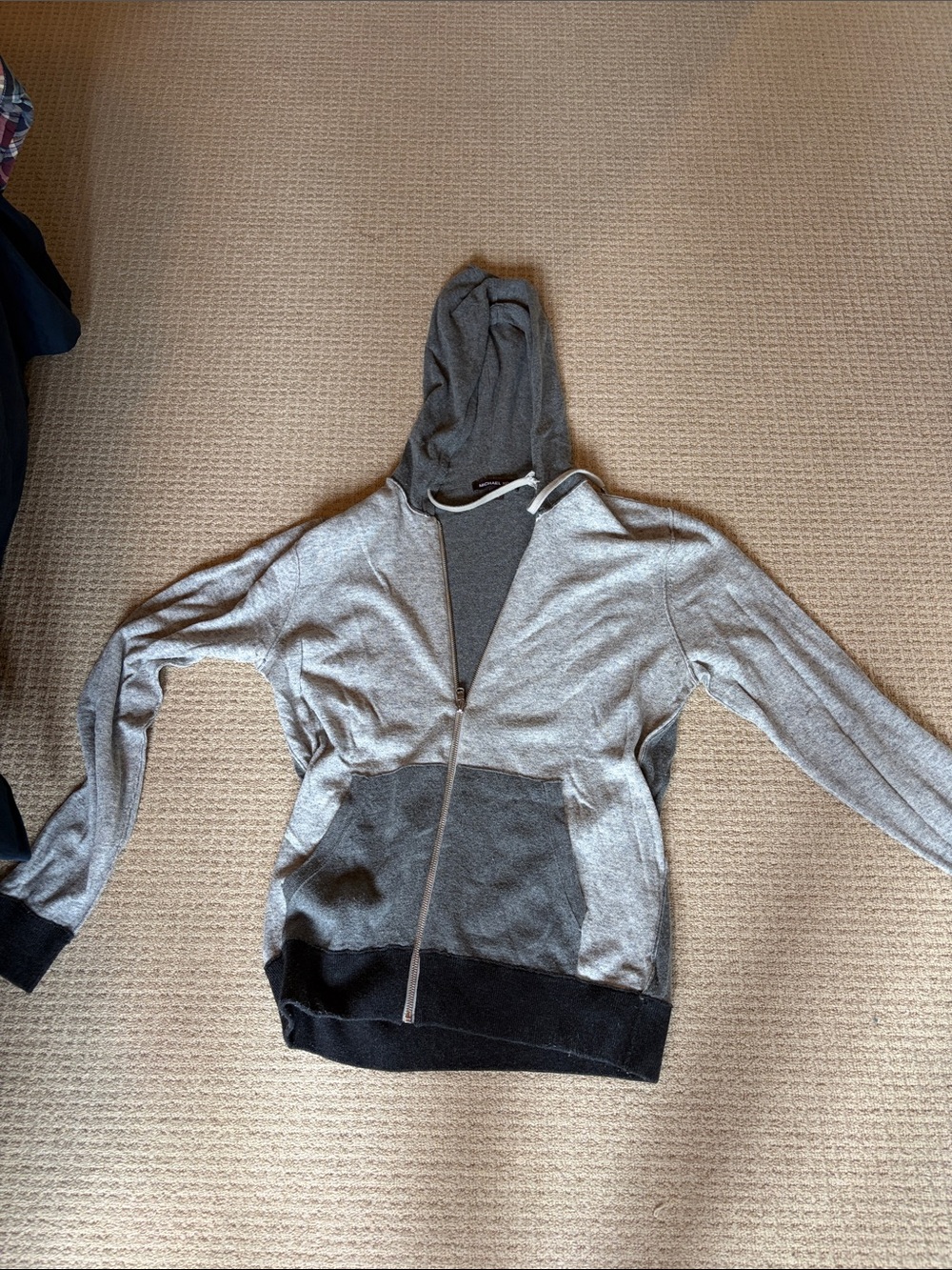 Michael Kors Two-Tone Gray Zip Hoodie knit Jacket